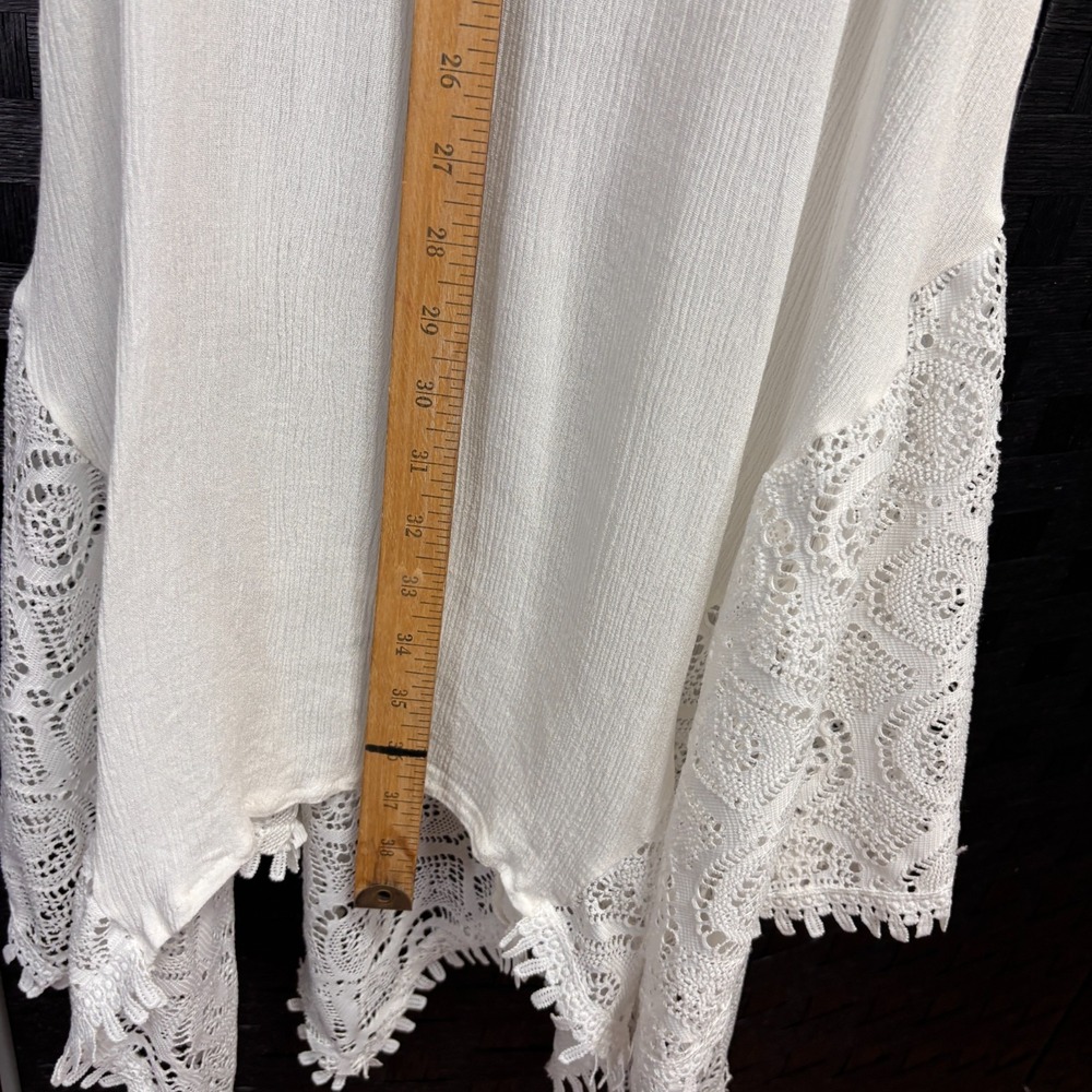 Sleeveless Beach Dress Crocheted Lace Straps Sz S Asymmetric Grad Ethereal Bride - Picture 14 of 14